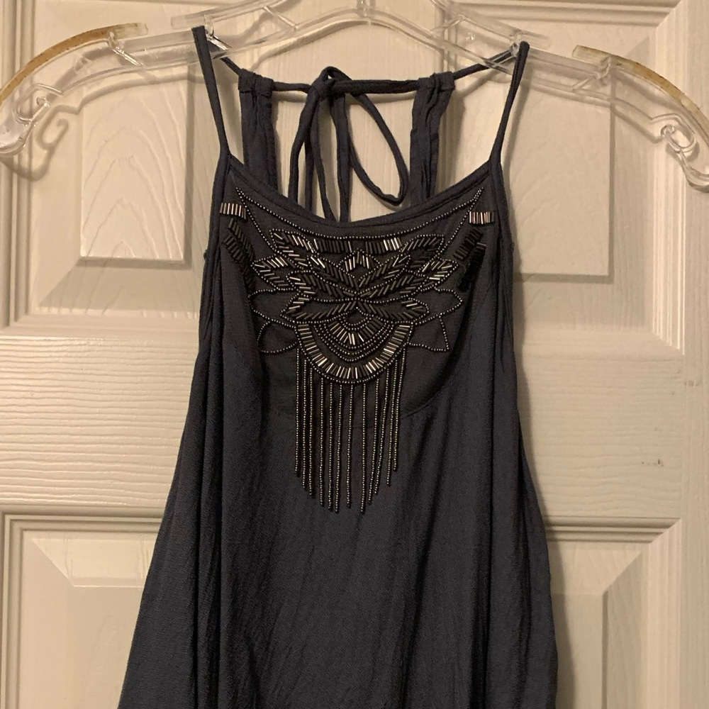 Hollister gray tank top with beaded design